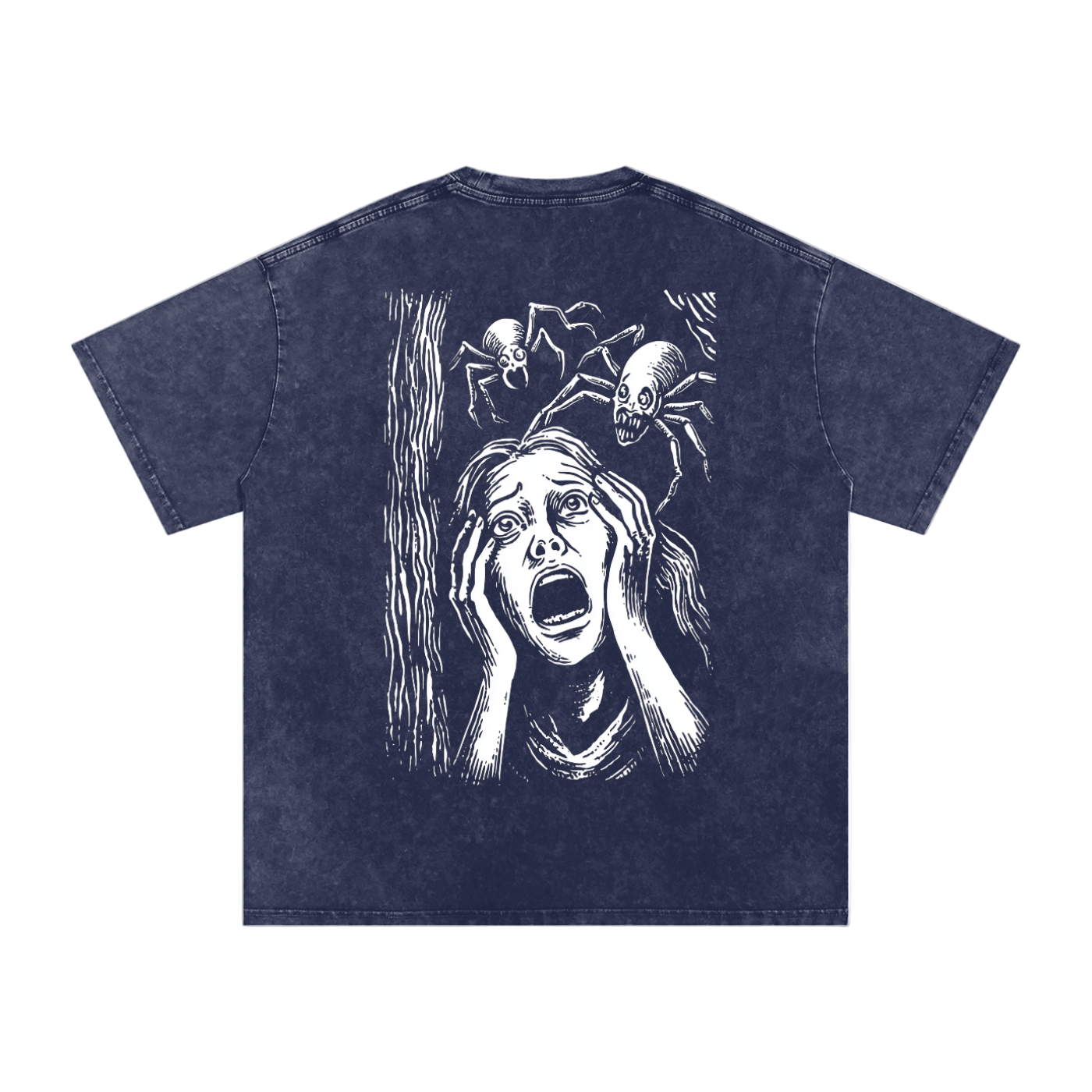 Scream of the Arachnophobe - Acid Wash Oversize Back-Print T-Shirt