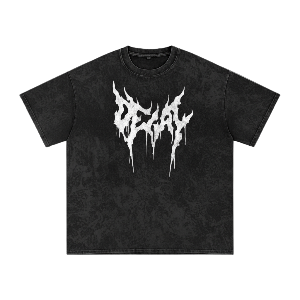 Acid Wash Death Metal T-Shirt,Oversized Grunge Graphic Tee,Unisex Streetwear Cotton Shirt,Vintage Washed Band Style ,Loose Fit Alternative Fashion 