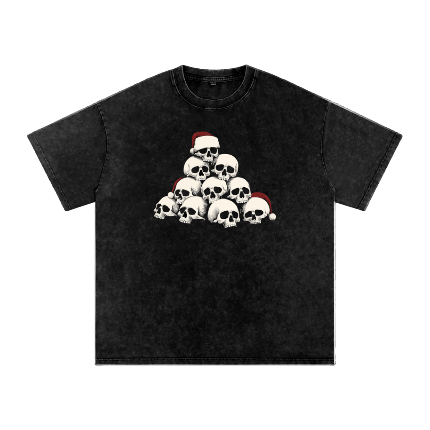 gothic christmas t-shirt,skull santa tee,dark holiday streetwear,acid wash unisex fashion,AllFleshRots oversized shirt
