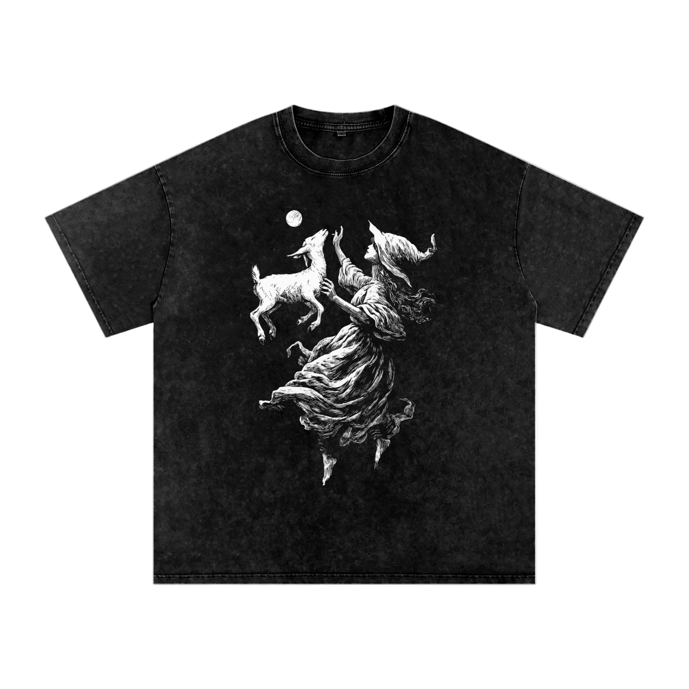 gothic streetwear t-shirt,witchcore oversized tee,dark art unisex clothing,occult aesthetic fashion,acid wash cotton shirt
